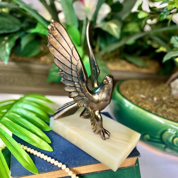 Bronze Eagle Taking Off Gilded Eagle Mounted On Onyx - Picture 9 of 12